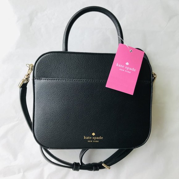 Kate Spade Maddy Top Handle Crossbody Camera Leather Bag Purse Black - Picture 2 of 9